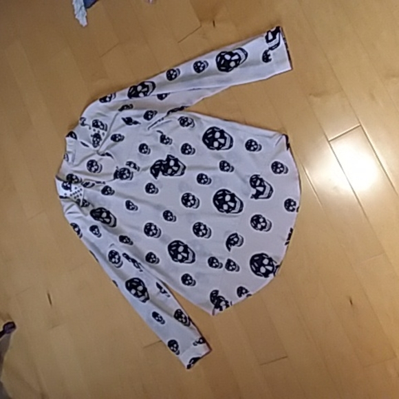 Buffalo david bitton long sleeve studded johnny collar skull print blouse - Picture 1 of 5